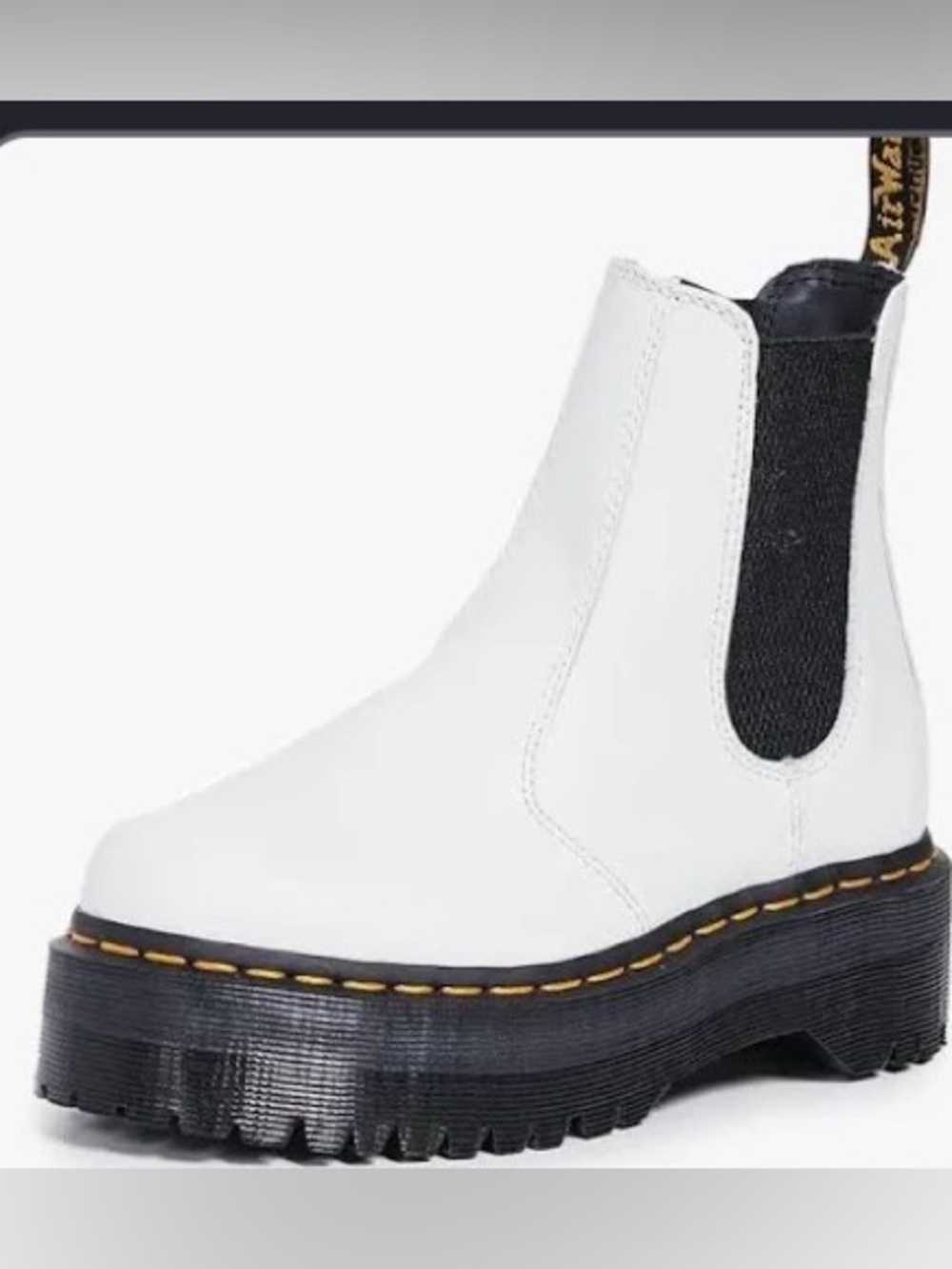 Dr. Martens Quad 2976 Women’s White Chelsea Lug‎ Sole Ankle Boot Size 7